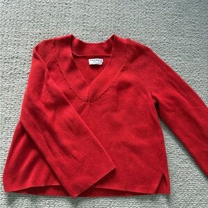 Anthropologie Red V-Neck Sweater
